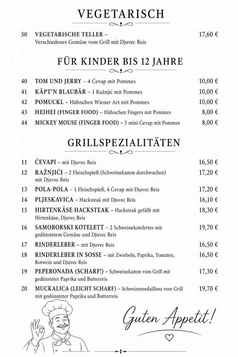 Speisekarte