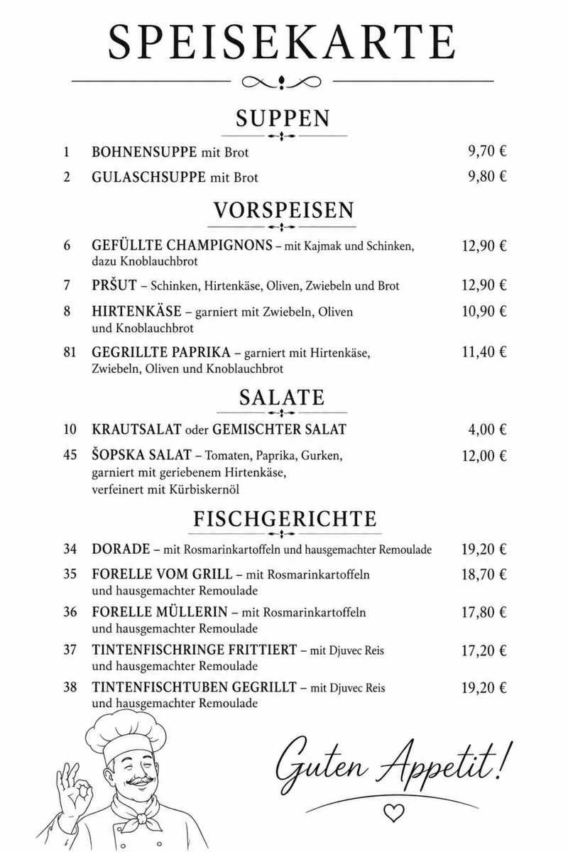 Speisekarte