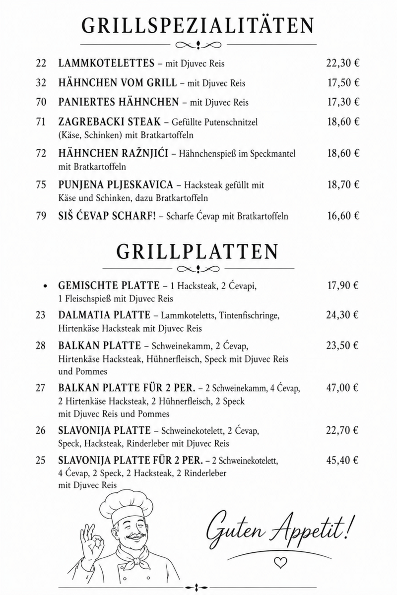 Speisekarte